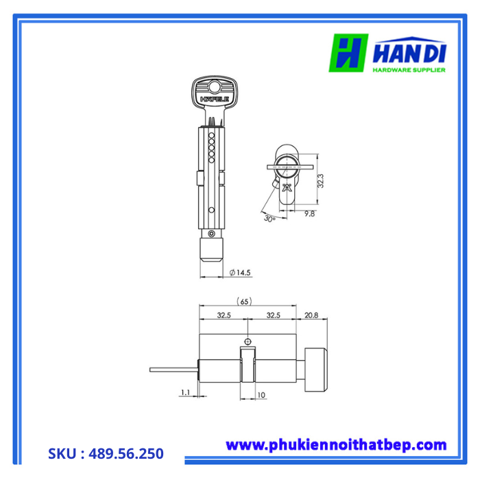 Thiết kế ruột khóa diy cho cửa phòng hafele 489.56.250
