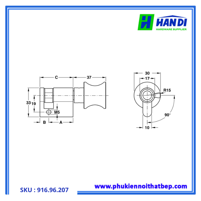 Thiết kế ruột khóa một đầu vặn hafele 916.96.207