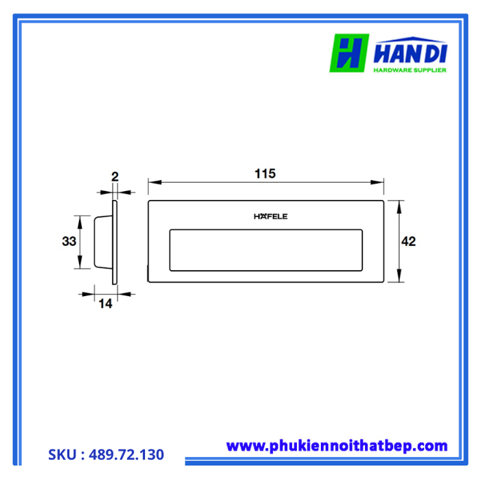 Thiết kế tay nắm âm DIY cho cửa kéo Hafele 489.72.130 