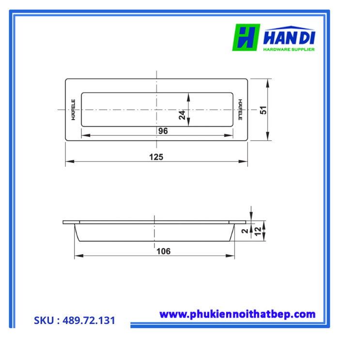 Thiết kế tay nắm âm diy cho cửa kéo hafele 489.72.131