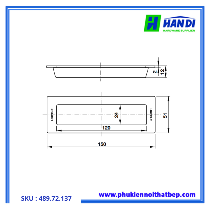 Thiết kế tay nắm âm diy cho cửa kéo hafele 489.72.137