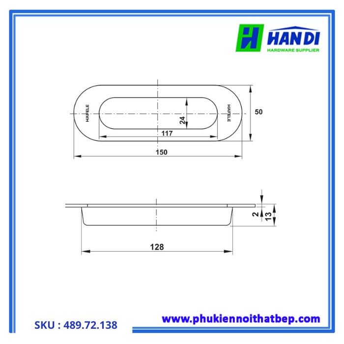 Thiết kế tay nắm âm DIY cho cửa kéo HAFELE 489.72.138