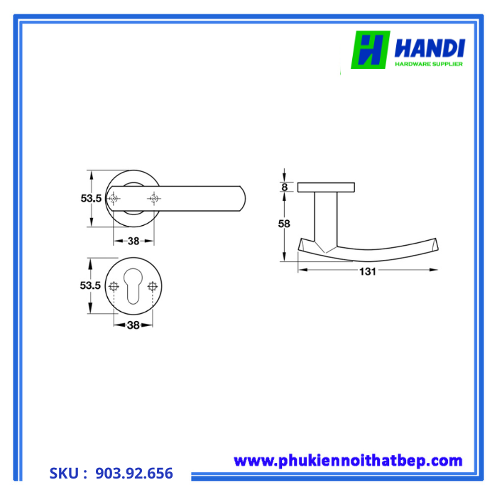 Tay nắm gạt cho cửa phòng HAFELE 903.92.656