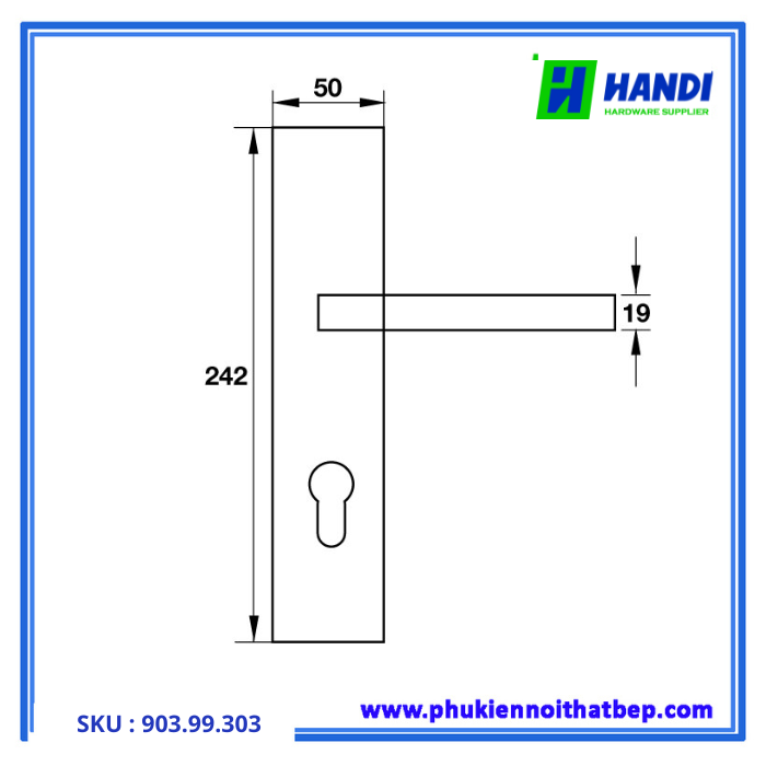 Thiết kế tay nắm gạt cho cửa phòng hafele 903.99.303