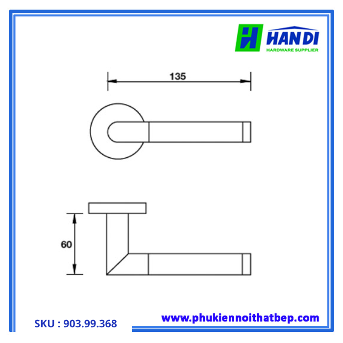 Thiết kế tay nắm gạt cho cửa phòng hafele 903.99.368