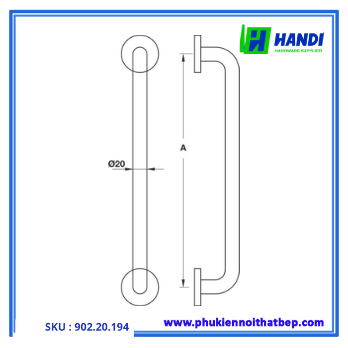 Thiết kế tay nắm kéo cho cửa phòng hafele 902.20.194