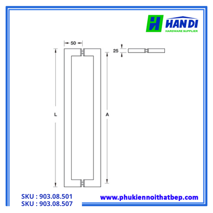 Thiết kế tay nắm kéo cho cửa phòng hafele 903.08.501