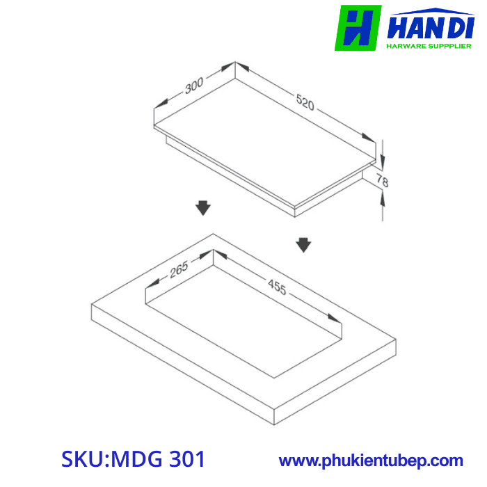 Bếp gas domino 1 vùng nấu MALLOCA MDG 301