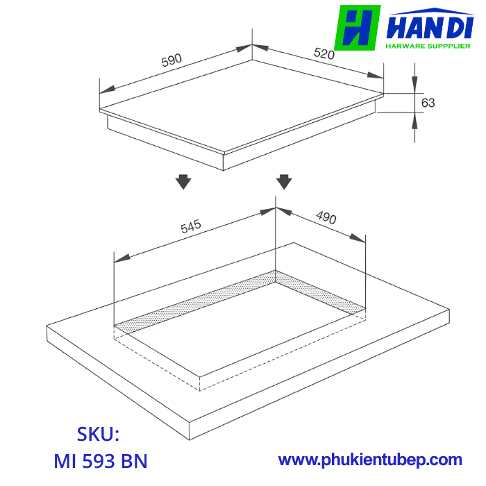 Bếp từ 3 vùng nấu MALLOCA MI 593 BN