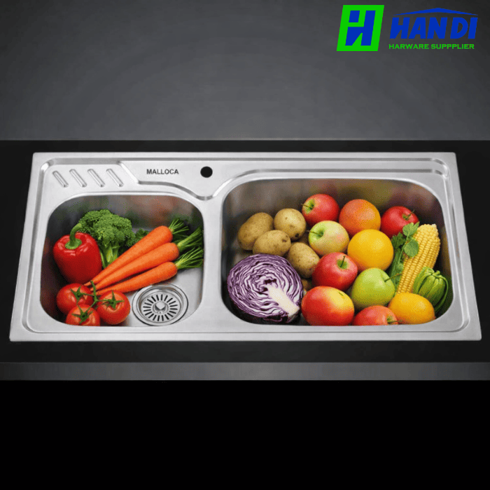 Chậu rửa chén 2 hố inox 304 MALLOCA MS 1003 NEW