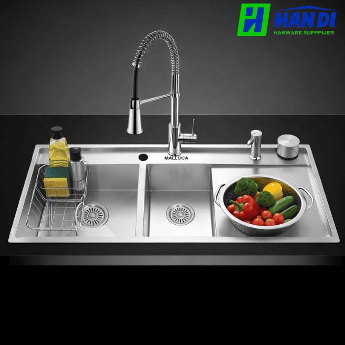 Chậu rửa chén 2 hố inox 304 MALLOCA MS 6306 ST