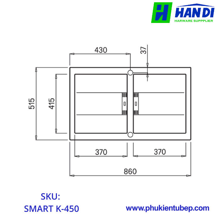 Chậu rửa chén đá MALLOCA SMART K-450