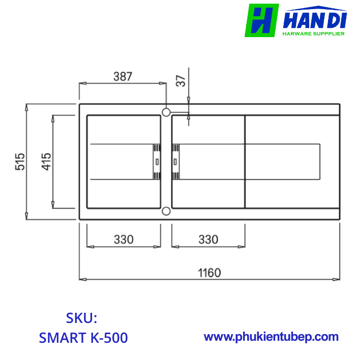 Chậu rửa chén đá MALLOCA SMART K-500