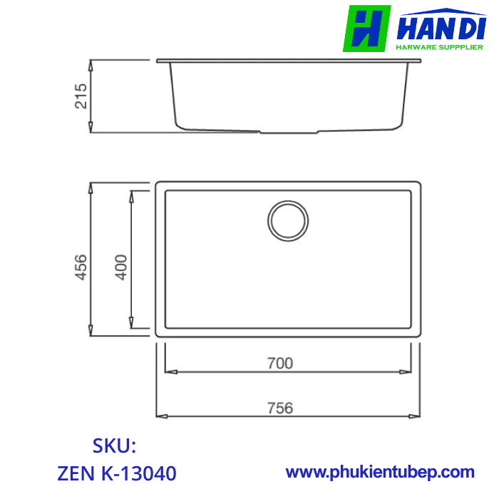 Chậu rửa chén đá MALLOCA ZEN K-13040