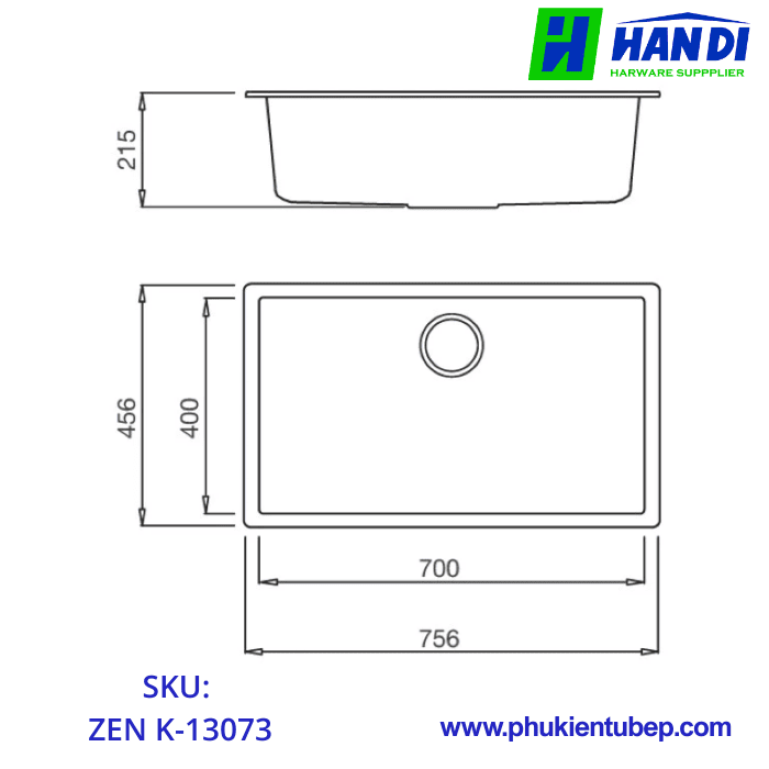 Chậu rửa chén đá MALLOCA ZEN K-13073