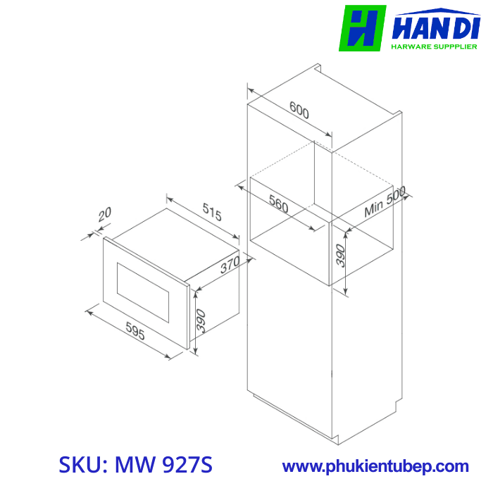 Lò vi sóng âm tủ MALLOCA MW 927S