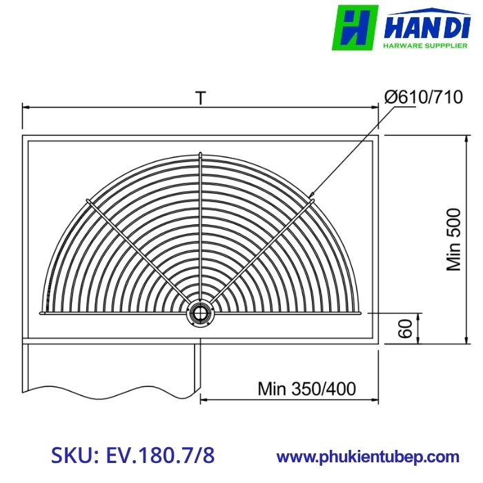 Mâm xoay 180 nan dẹt EUPLUS EV.180.7, EV.180.8