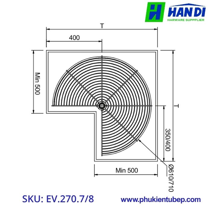 Mâm xoay 270 nan dẹt EUPLUS EV.270.7, EV.270.8