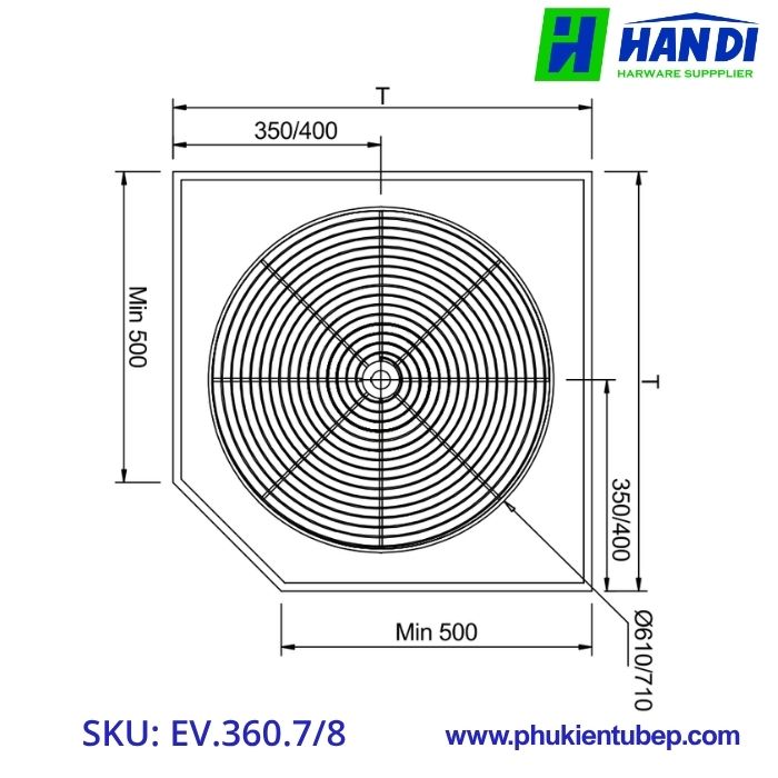 Mâm xoay 360 nan dẹt EUPLUS EV.360.7, EV.360.8