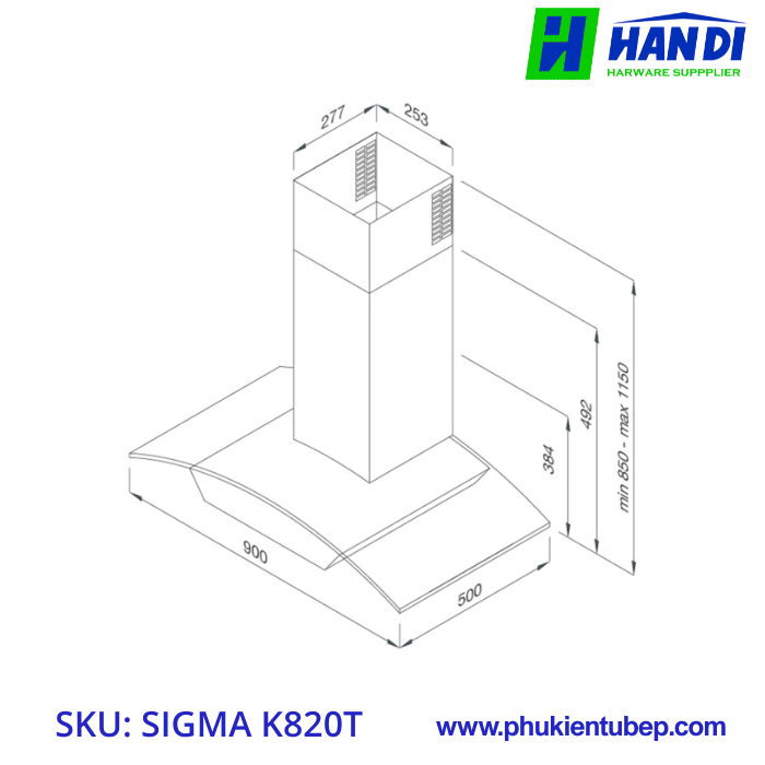 Máy hút mùi áp tường MALLOCA SIGMA-K820T