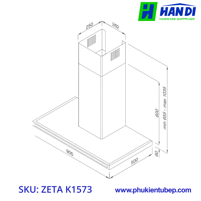 máy hút mùi áp tường MALLOCA ZETA K1573