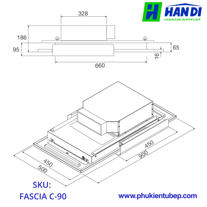 Máy Hút Mùi Gắn Trần Đảo MALLOCA FASCIA C-90
