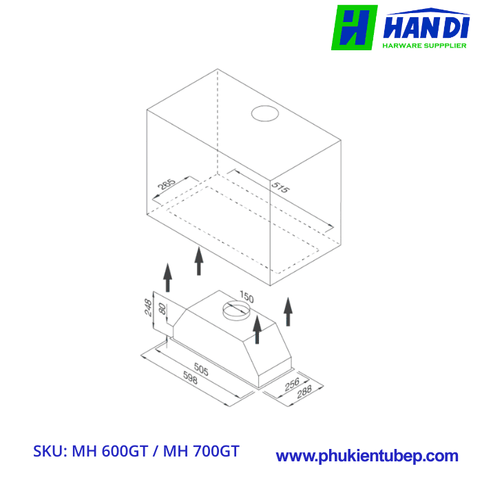 Máy hút mùi âm tủ MALLOCA MH 600GT/ MH 700GT