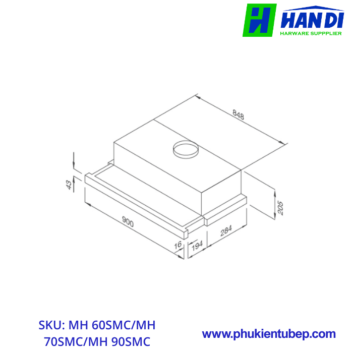 Máy hút mùi âm tủ MALLOCA MH 60SMC/ MH 70SMC/ MH 90SMC