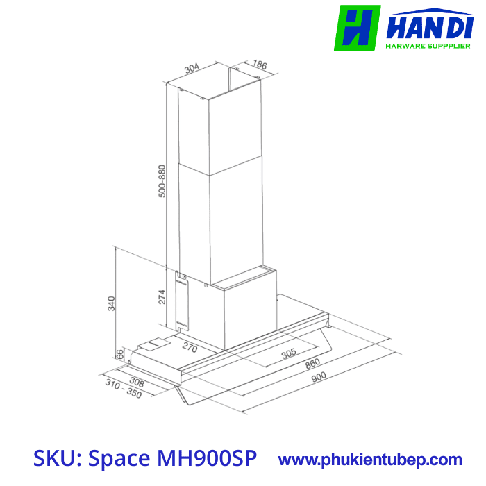 Máy hút mùi âm tủ MALLOCA Space MH 900SP