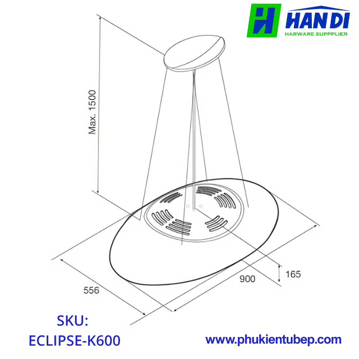 Máy hút mùi gắn trần đảo MALLOCA ECLIPSE-K600