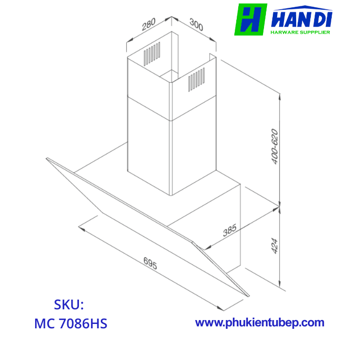 Máy hút mùi áp tường MALLOCA MC 7086HS