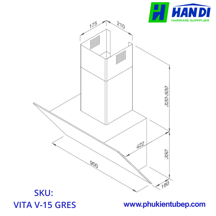 Máy hút mùi áp tường MALLOCA VITA V-15 GRES