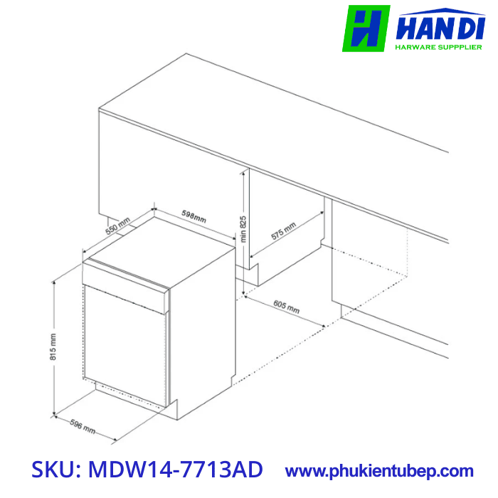 Máy rửa chén âm tủ MALLOCA MDW14-7713AD