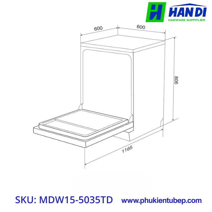 Máy rửa chén độc lập âm tủ MALLOCA MDW15-5035TD
