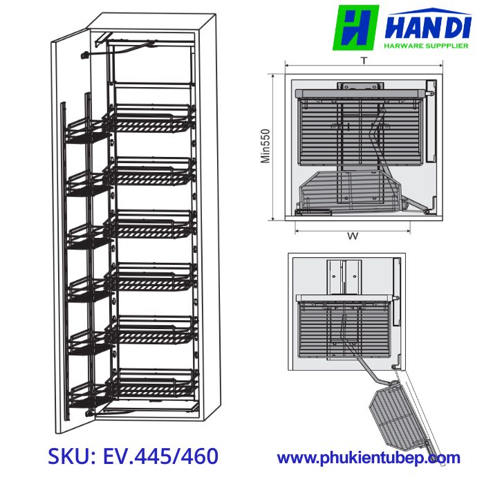 Tủ đồ khô 4 tầng nan dẹt EUPLUS EV.445, EV.460