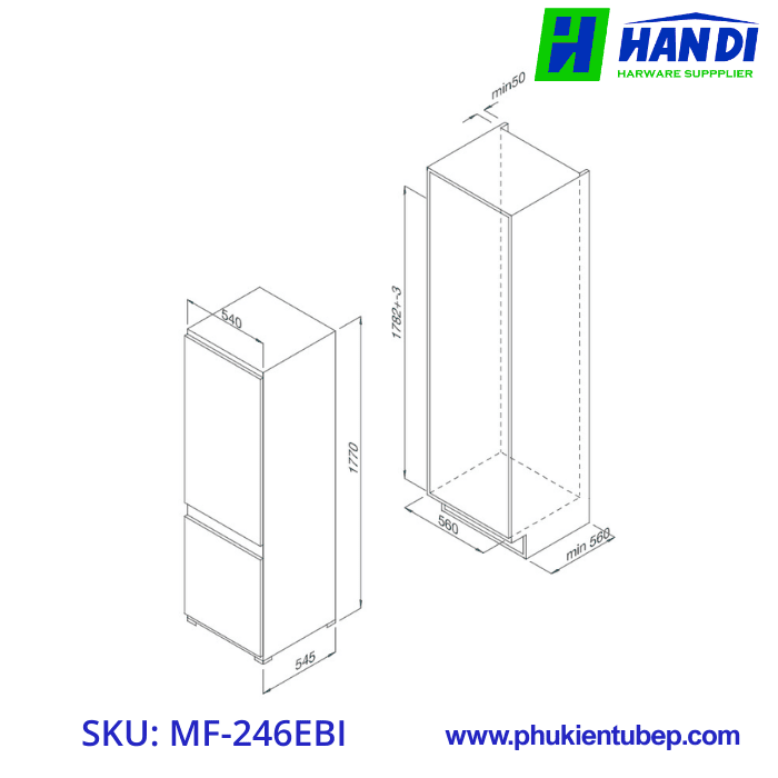 Tủ lạnh âm tủ MALLOCA MF-246EBI
