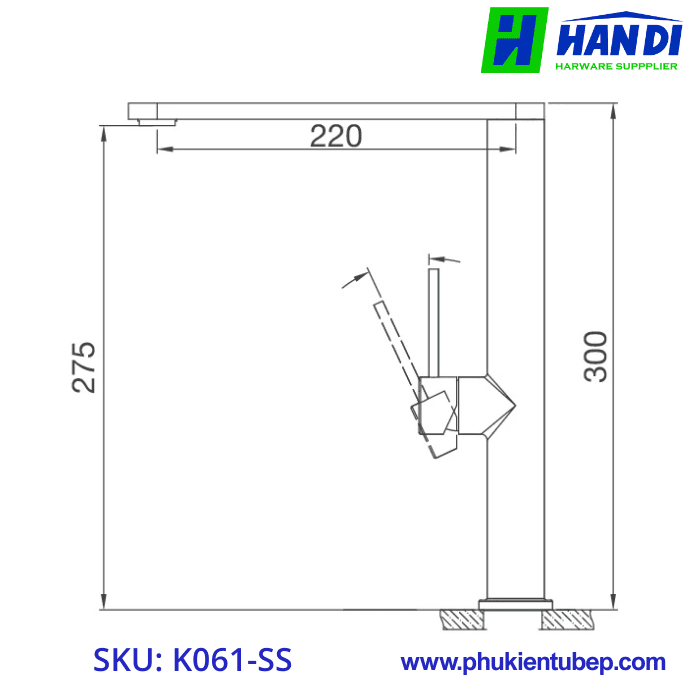 Vòi rửa chén nóng lạnh inox 304 MALLOCA K061-SS
