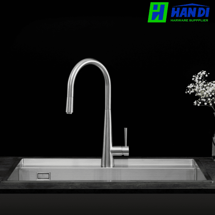 Vòi rửa chén nóng lạnh dây rút MALLOCA K095-SS