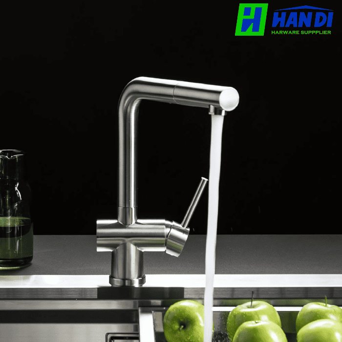 Vòi rửa chén nóng lạnh dây rút MALLOCA K103-SS