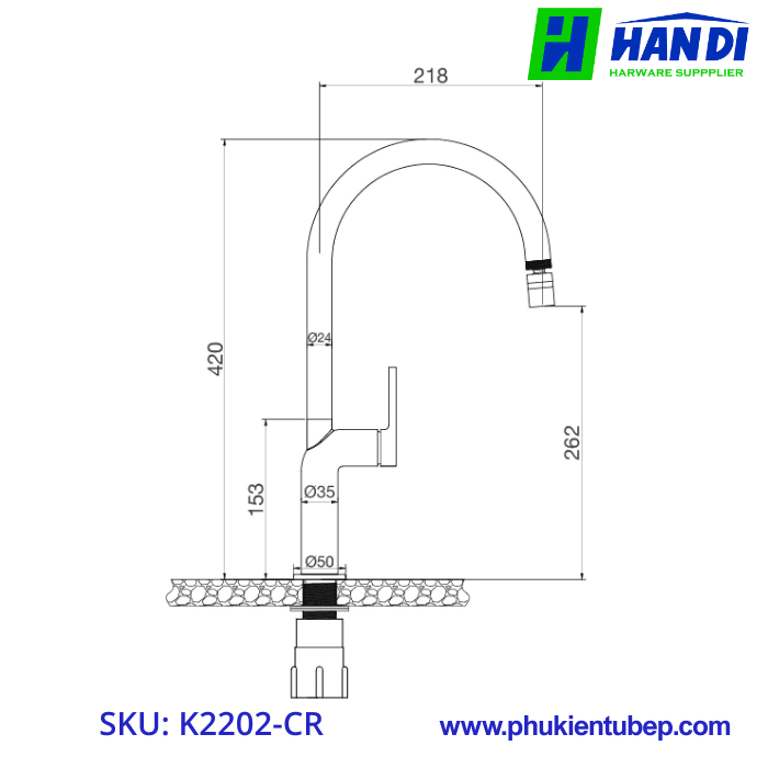 Vòi rửa chén nóng lạnh đồng thau MALLOCA K2202-CR