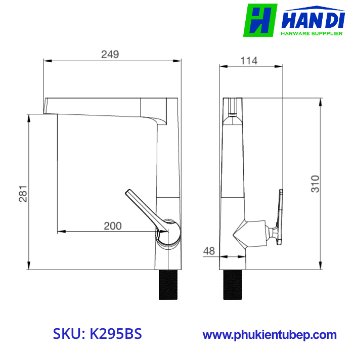 Vòi rửa chén nóng lạnh đồng thau MALLOCA K295BS