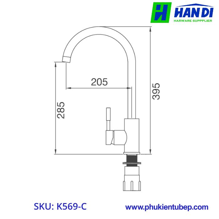 Vòi rửa chén lạnh inox 304 MALLOCA K569-C