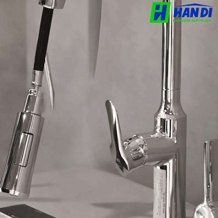 Vòi rửa chén nóng lạnh dây rút MALLOCA K94C