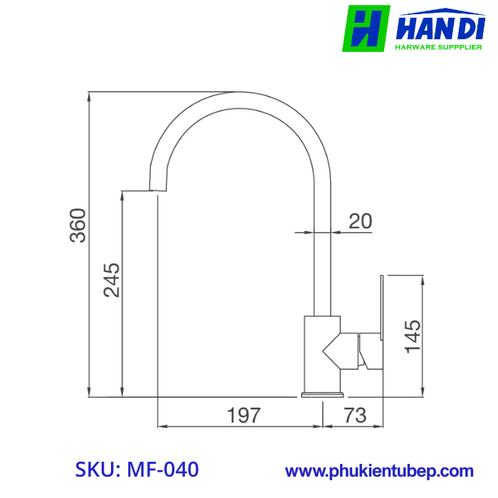 Vòi rửa chén nóng lạnh đồng thau MALLOCA MF-040