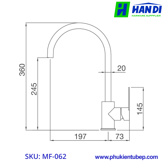 Vòi rửa chén nóng lạnh đồng thau MALLOCA MF-062