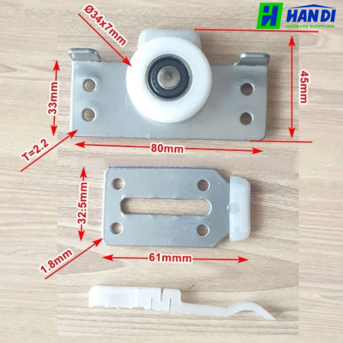 Bánh xe cửa lùa tủ áo U-U loại có tăng chỉnh