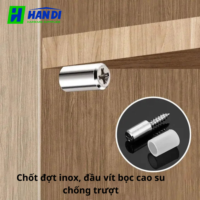 Chốt đợt inox, đầu vít bọc cao su chống trượt