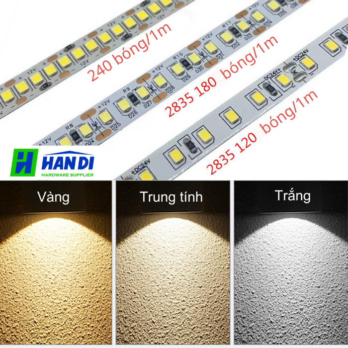Đèn led 12v dây ánh sáng trắng, trung tính, vàng