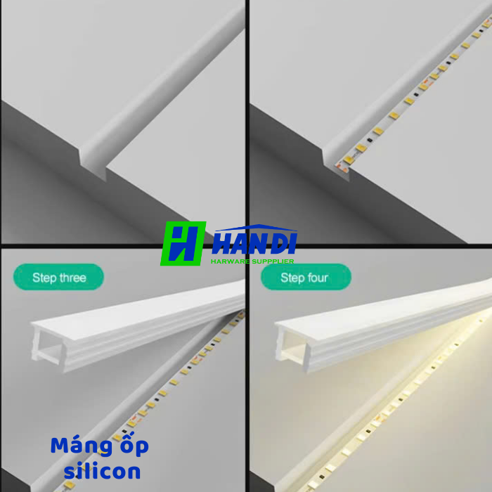 Máng ốp đèn silicol, rãnh 10x10mm
