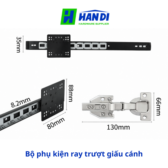Bộ phụ kiện ray trượt giấu cánh